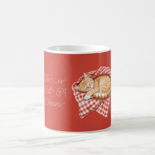Rote Karierte Streifen Decke Orange Katze Kaffeetasse (Mittel)