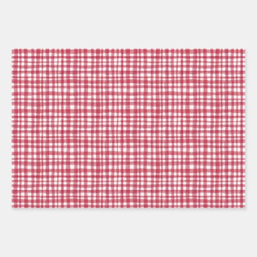 Rote Karierte und Erdbeeren Geschenkpapier Set (Vorderseite 2)