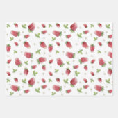 Rote Karierte und Erdbeeren Geschenkpapier Set (Vorderseite)