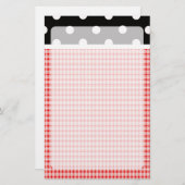 Rote Karierte und Polka Dots Briefpapier (Vorne/Hinten)