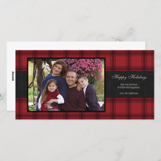 Rote Karierte Urlaubskarte Feiertagskarte (Vorne/Hinten)