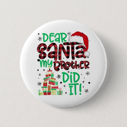 Rote Karierte Weihnachtsmannmütze Matching Liebe W Button (Vorderseite)