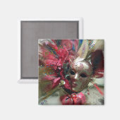 Rote Karneval Fantasy Art Quadrat Magnet (Vorderseite/Rückseite)