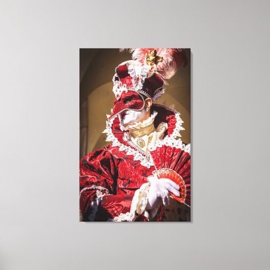 Rote Karnevalmaske in Venedig, Italien Leinwanddruck (Vorderseite)