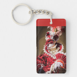 Rote Karnevalmaske in Venedig, Italien Schlüsselanhänger