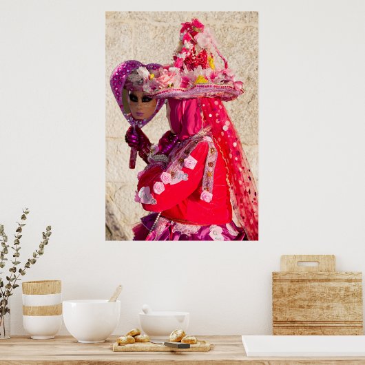 Rote Karnevalskostüme, Venedig Poster (Küche)