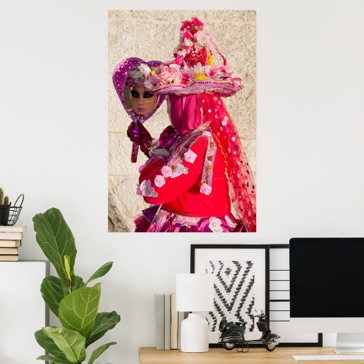 Rote Karnevalskostüme, Venedig Poster (Heimbüro)