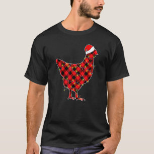 Rote Karo-Hühner-Weihnachtslicht-Pyjamas Erwachsen T-Shirt