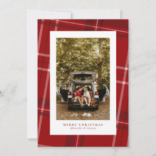 Rote Karo-Klassiker-Weihnachtsfotokarte Feiertagskarte