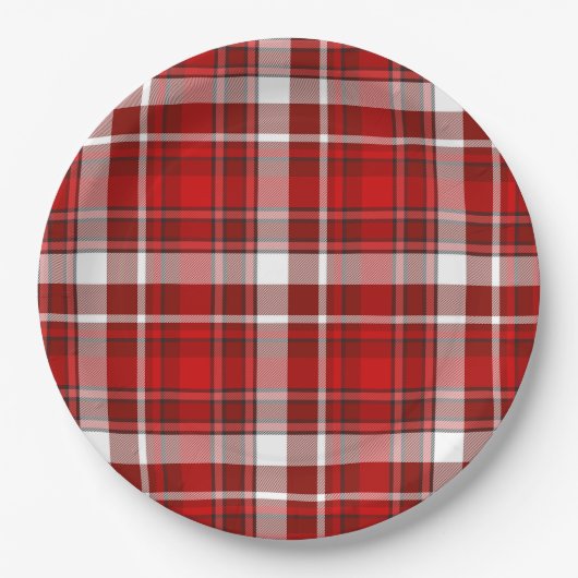 Rote Karo-Papierplatten Pappteller (Vorderseite)