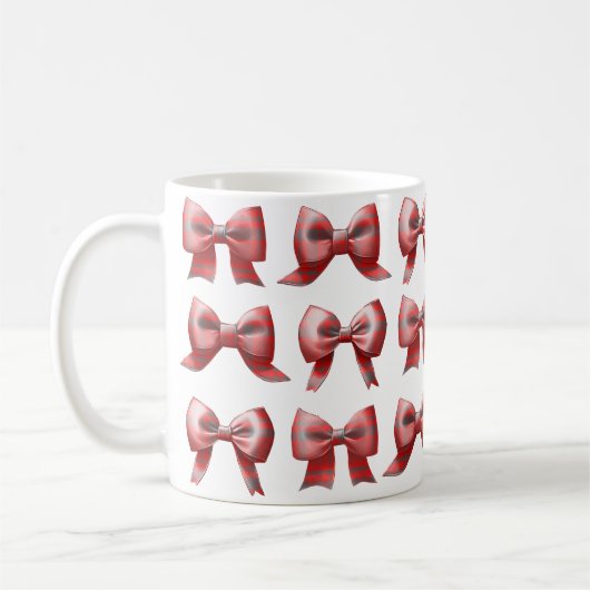 Rote Karo-Schleifen-Kaffe-/Teetasse Kaffeetasse (Links)