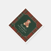 Rote Karo-Teddybär-Weihnachts-Babyshower-Serviette Serviette (Ecke)