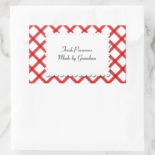 Rote Karos Weißkleber Rechteckiger Aufkleber (Tasche)