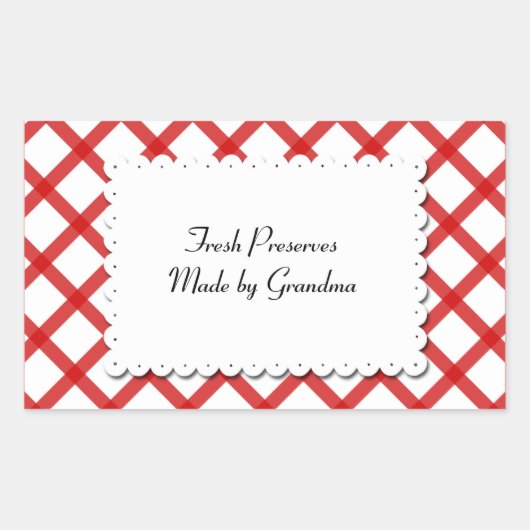 Rote Karos Weißkleber Rechteckiger Aufkleber (Vorderseite)