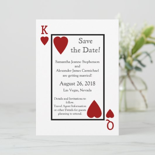 Rote Karte Save the Date (Stehend Vorderseite)