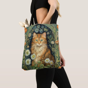 Rote Katze im Garten Art Nouveau Tasche