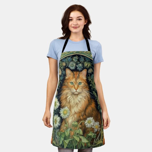 Rote Katze im Garten Jugendstil Schürze (Getragen)