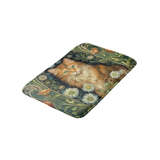 Rote Katze im Gartenstil Badematte (Schrägansicht)