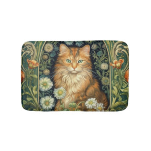 Rote Katze im Gartenstil Badematte