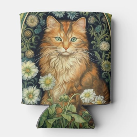 Rote Katze im Gartenstil Dosenkühler (Rückseite)