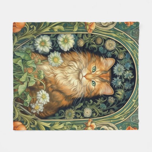 Rote Katze im Gartenstil Fleecedecke (Vorderseite (Horizontal))