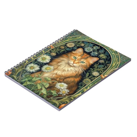 Rote Katze im Gartenstil Notizblock (Linke Seite)