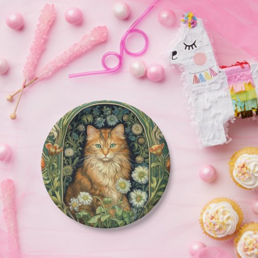 Rote Katze im Gartenstil Pappteller (Party)