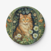 Rote Katze im Gartenstil Pappteller (Vorderseite)