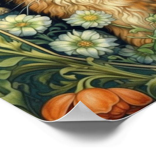 Rote Katze im Gartenstil Poster (Ecke)