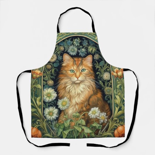 Rote Katze im Gartenstil Schürze (Vorderseite)