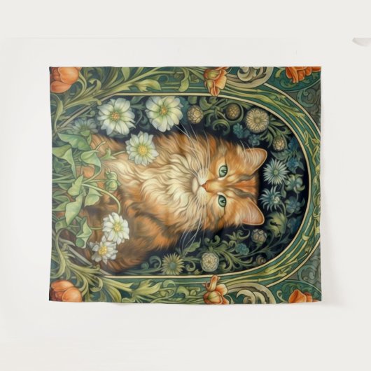 Rote Katze im Gartenstil Wandteppich (Vorderseite (Horizontal))