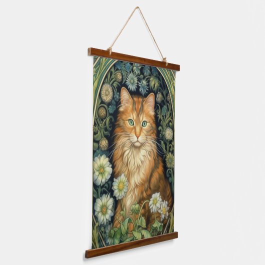 Rote Katze im Gartenstil Wandteppich Mit Holzrahmen (Gewinkelt)