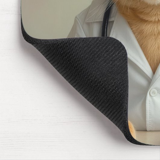 Rote Katze mit Arzttalar Mousepad (Ecke)