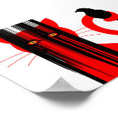 Rote Katze und schwarze Vogeldarstellung Poster (Ecke)