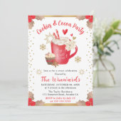 Rote Kekse und Kakao-Party Winter Einladung (Stehend Vorderseite)