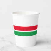 Rote Kelly Grüne Mitte Streifen auf Weiß Pappbecher (Rückseite)