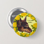 Rote Kelpies und gelbe Rosen Button (Vorne & Hinten)