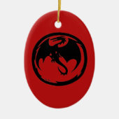Rote Keramik des Schwarzen Drachen Ornament (Vorne)