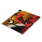 Rote Keramikfliese Vogel (Seite)