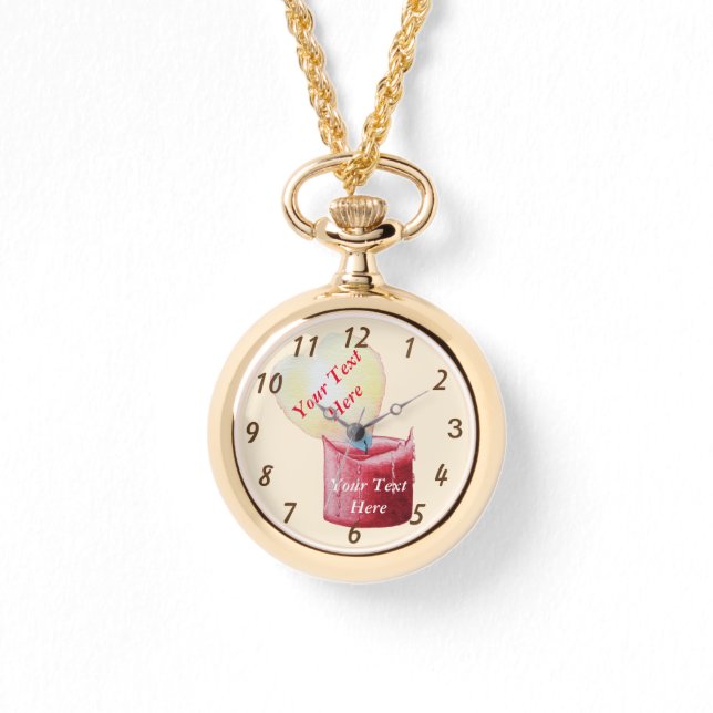 rote Kerze mit brennender herzenförmiger Flamme au Armbanduhr (Vorderseite)