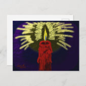 rote Kerze mit goldenem Licht, dunkelblaue Rücksei Postkarte (Vorne/Hinten)