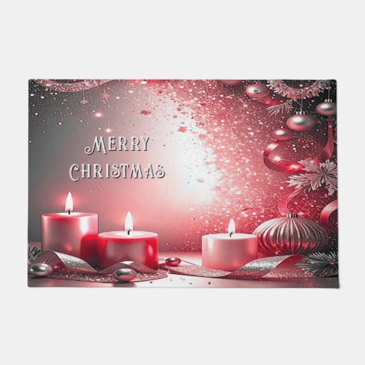 Rote Kerzen Dekorative Weihnachts-Fußmatte Fußmatte (Vorderseite)