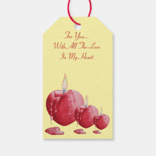 rote Kerzen des Liebeherzens romantische Vorlage Geschenkanhänger