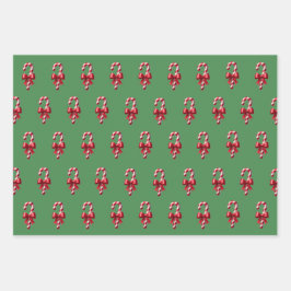 Rote Kerzen im grünen Hintergrund Geschenkpapier Set