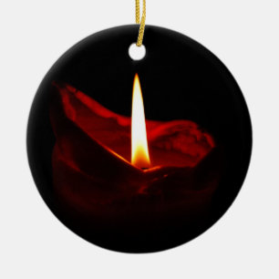 Rote Kerzen-Verzierung Keramik Ornament