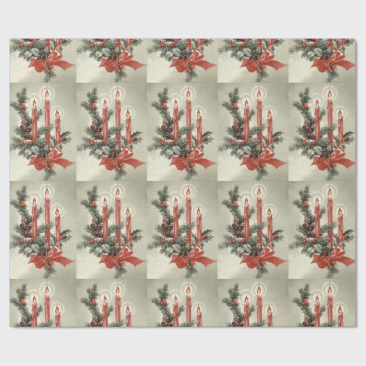 Rote Kerzen Weihnachtsbrauch Geschenkpapier (Flach)