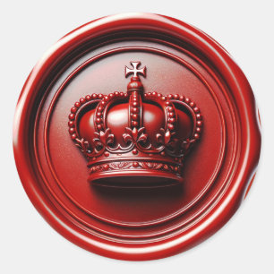 Rote Kerzenwachs-Tropfversiegelung Royal Crown Geb Runder Aufkleber