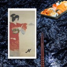 rote Kimono-Frau - monogrammiert