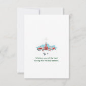 Rote Kirche mit Star Christmas Szene Einladung (Rückseite)