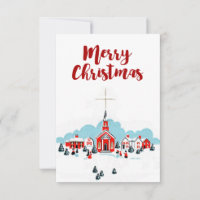 Rote Kirche mit Star Christmas Szene